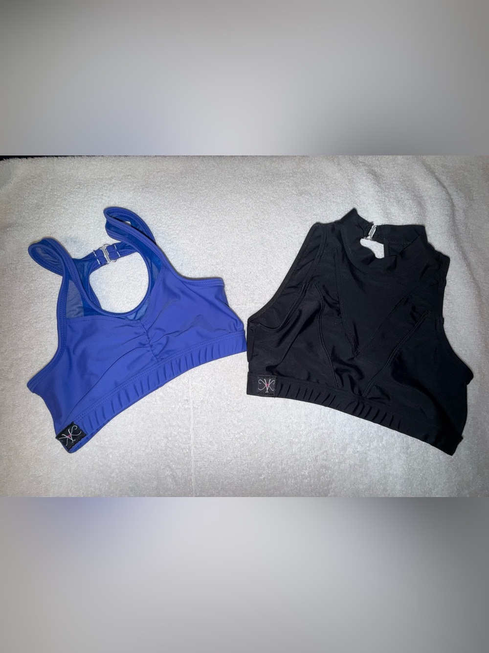 Girls' Dance Crop Tops - Blue & Black Performance Bralettes
